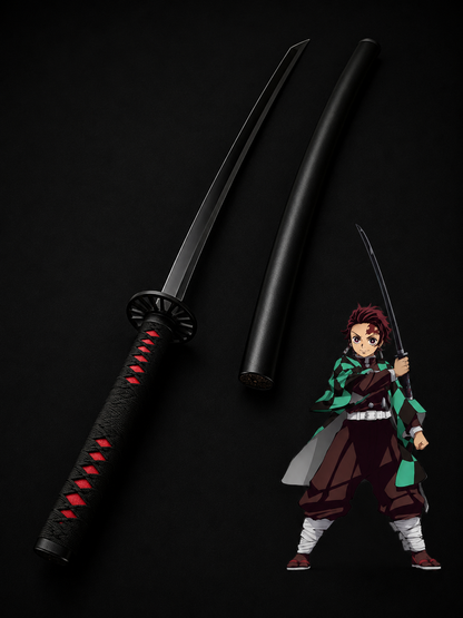 Tanjiro Kamado Black Wooden Katana (100cm)
